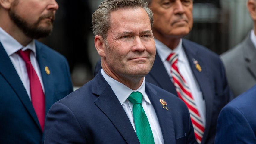 FILE - Rep. Michael Waltz, R-Fla., speaks outside the hush money criminal case of former president Donald Trump in New York, May 16, 2024.