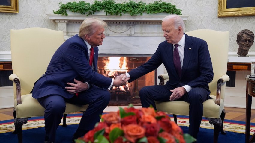 President Joe Biden meets with President-elect Donald Trump in the Oval Office of the White House, Wednesday, Nov. 13, 2024, in Washington.