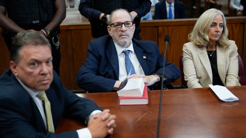 FILE – Harvey Weinstein, center, appears in criminal court in New York, Sept. 18, 2024.