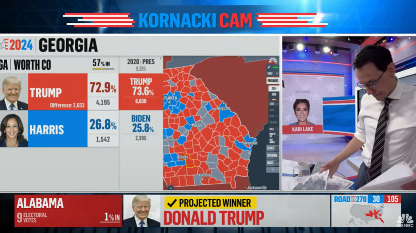 Screengrab of MSNBC's "Kornacki Cam."