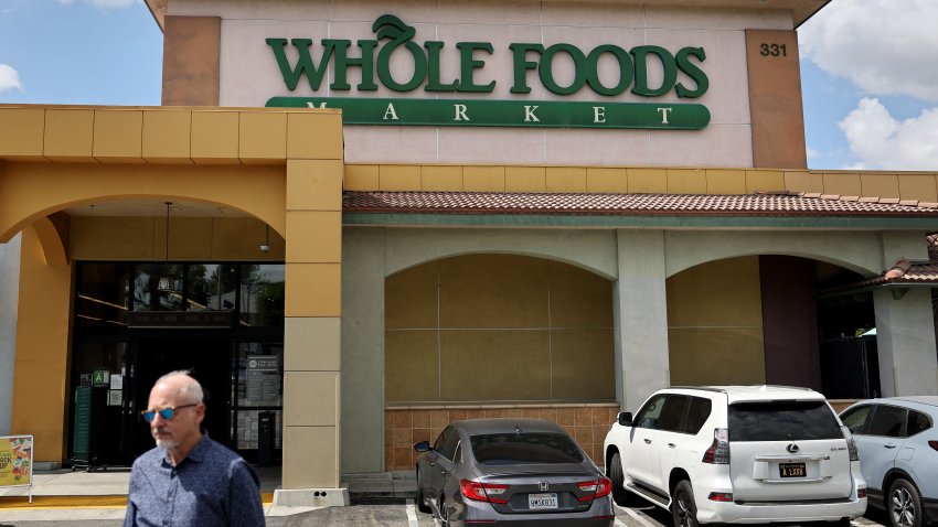 GLENDALE, CALIFORNIA – SEPTEMBER 16: The Whole Foods logo is displayed at a Whole Food store on September 16, 2024 in Glendale, California. (Photo by Mario Tama/Getty Images)