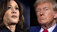 FILE PHOTO (EDITORS NOTE: COMPOSITE OF IMAGES – Image numbers 2182486398, 2168330769) In this composite image, Democratic presidential nominee, U.S. Vice President Kamala Harris (L) and Republican presidential nominee, former U.S. President Donald Trump.
 ***LEFT IMAGE***   CHUTE, WISCONSIN – NOVEMBER 01: Democratic presidential nominee, Vice President Kamala Harris speaks to supporters during a campaign event at Little Chute High School on November 1, 2024 in Little Chute, Wisconsin. The event is one of three Harris has scheduled today in the swing state where she is in a tight race with her opponent Republican presidential nominee former President Donald Trump. (Photo by Scott Olson/Getty Images). 
 ***RIGHT IMAGE*** POTTERVILLE, MICHIGAN – AUGUST 29: Former U.S. President and current Republican Presidential nominee Donald Trump speaks about the economy, inflation, and manufacturing during a campaign event at Alro Steel on August 29, 2024 in Potterville, Michigan. Michigan is considered a key battleground state in the upcoming November Presidential election. (Photo by Bill Pugliano/Getty Images)