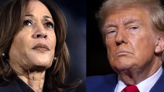 FILE PHOTO (EDITORS NOTE: COMPOSITE OF IMAGES – Image numbers 2182486398, 2168330769) In this composite image, Democratic presidential nominee, U.S. Vice President Kamala Harris (L) and Republican presidential nominee, former U.S. President Donald Trump.
 ***LEFT IMAGE***   CHUTE, WISCONSIN – NOVEMBER 01: Democratic presidential nominee, Vice President Kamala Harris speaks to supporters during a campaign event at Little Chute High School on November 1, 2024 in Little Chute, Wisconsin. The event is one of three Harris has scheduled today in the swing state where she is in a tight race with her opponent Republican presidential nominee former President Donald Trump. (Photo by Scott Olson/Getty Images). 
 ***RIGHT IMAGE*** POTTERVILLE, MICHIGAN – AUGUST 29: Former U.S. President and current Republican Presidential nominee Donald Trump speaks about the economy, inflation, and manufacturing during a campaign event at Alro Steel on August 29, 2024 in Potterville, Michigan. Michigan is considered a key battleground state in the upcoming November Presidential election. (Photo by Bill Pugliano/Getty Images)