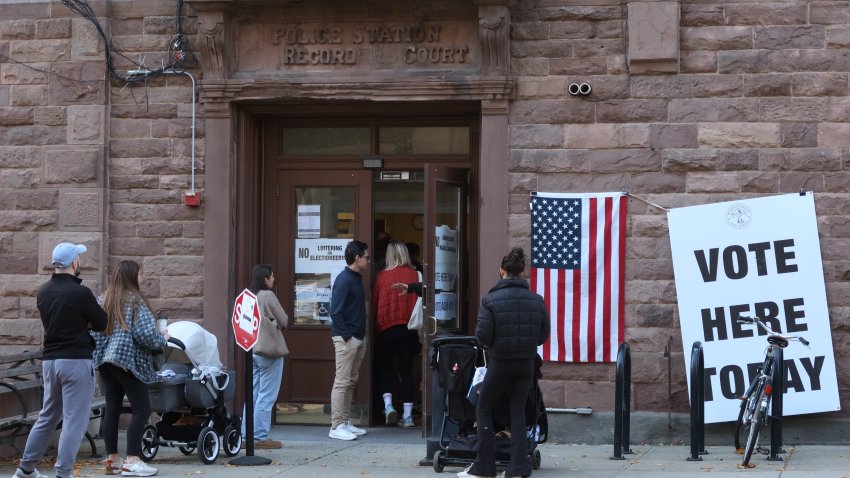 HOBOKEN, NJ – NOVEMBER 2: People stand in line to vote during early voting in Hudson County on November 2, 2024, in Hoboken, New Jersey.  (Photo by Gary Hershorn/Getty Images)