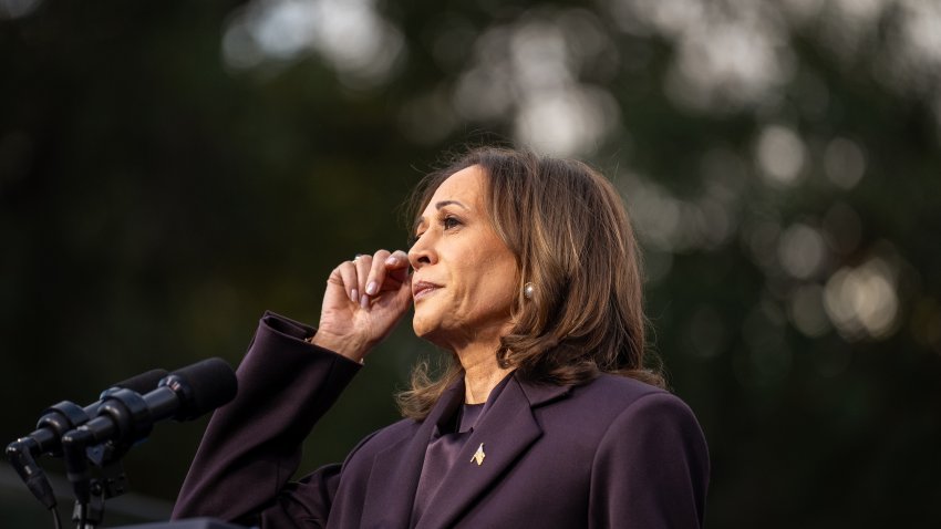 WASHINGTON, DC – NOVEMBER 06: Democratic presidential nominee, U.S. Vice President Kamala Harris pauses while speaking on stage as she concedes the election, at Howard University on November 06, 2024 in Washington, DC. After a contentious campaign focused on key battleground states, the Republican presidential nominee, former U.S. President Donald Trump was projected to secure the majority of electoral votes, giving him a second term as U.S. President. Republicans also secured control of the Senate for the first time in four years.