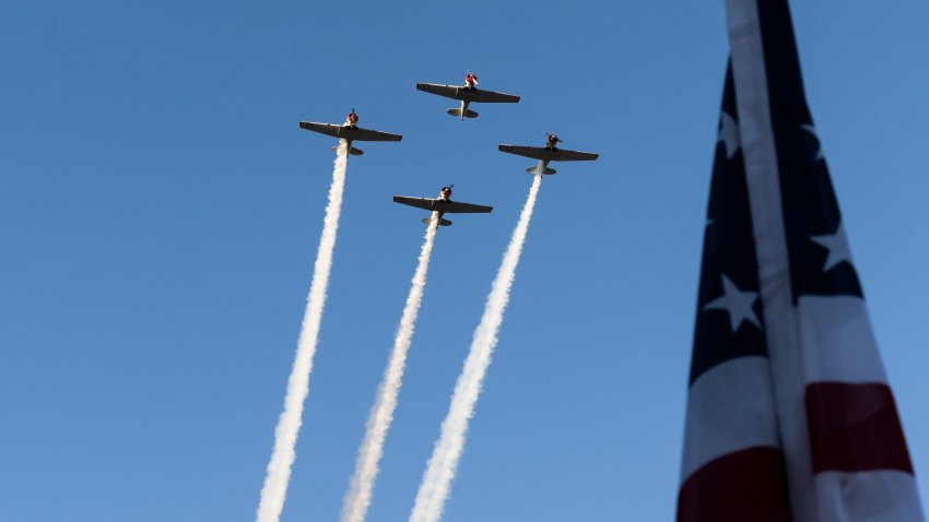 ORANGE, CA – November 09: The Condor Squadron does a flyover at the Field of Valor opening ceremony in Orange, CA on Saturday, November 9, 2024. (Photo by Paul Bersebach/MediaNews Group/Orange County Register via Getty Images)