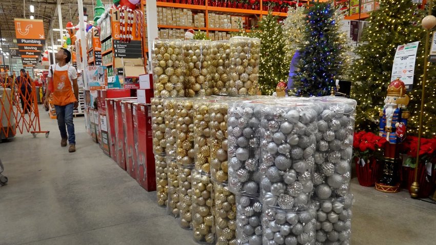 Christmas decorations are for sale at a Home Depot store on November 14, 2023, in Miami, Florida. 