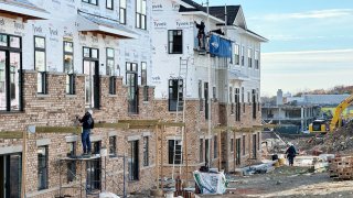 Homes under construction in Englewood Cliffs, New Jersey on Nov. 19th, 2024.