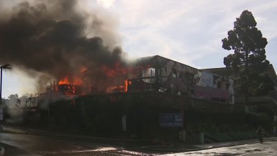 Crews battle Christmas Day fire at former In Cahoots country bar in Mission Valley