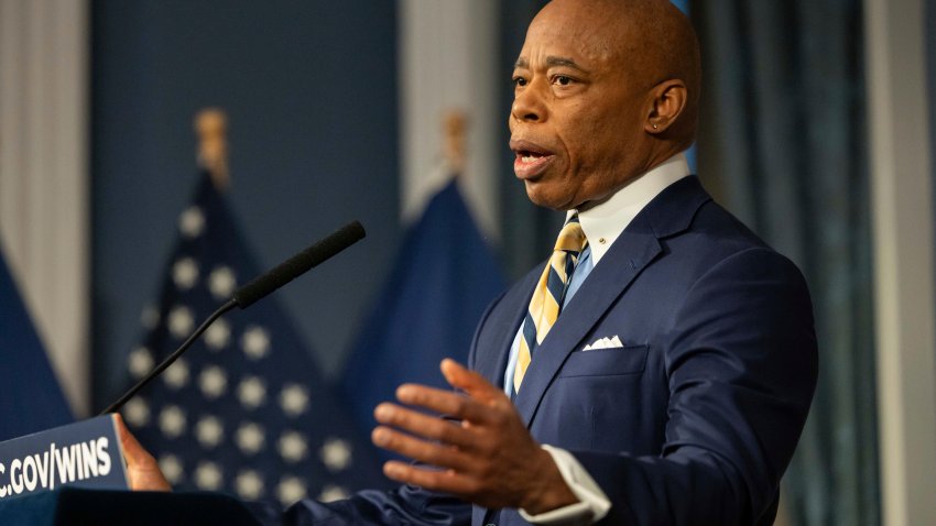 New York City Mayor Eric Adams speaks during a press conference at City Hall following a meeting with President-elect Donald Trump’s incoming “border czar” Tom Homan, Thursday, Dec. 12, 2024, in New York.