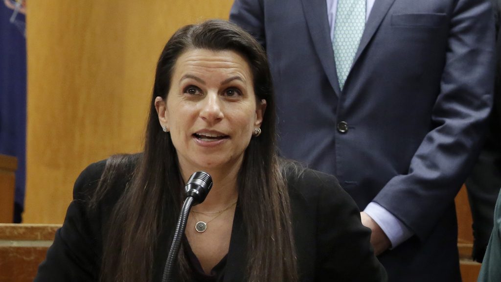 FILE - Assistant District Attorney Karen Agnifilo attends a news conference in Manhattan Supreme Court, in New York, Feb. 14, 2017. (AP Photo/Richard Drew, File)