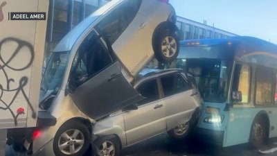 9 hurt in chain-reaction crash involving MTA bus and piled-up cars in Brooklyn