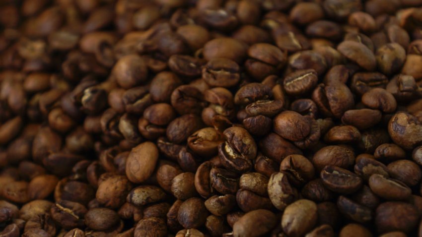 Roasted coffee beans.