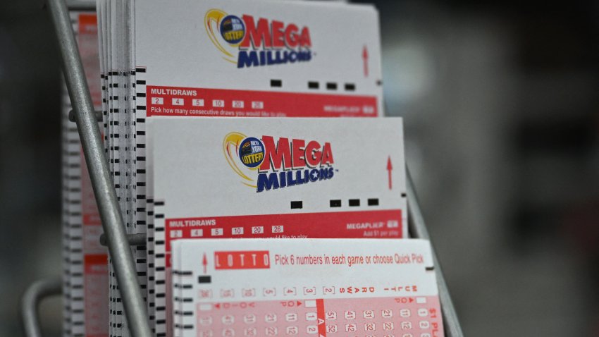 Lottery tickets for the Mega Millions jackpot which is at $1.58 billion are seen in a store on August 8, 2023 in New York. (Photo by ANGELA WEISS / AFP) (Photo by ANGELA WEISS/AFP via Getty Images)