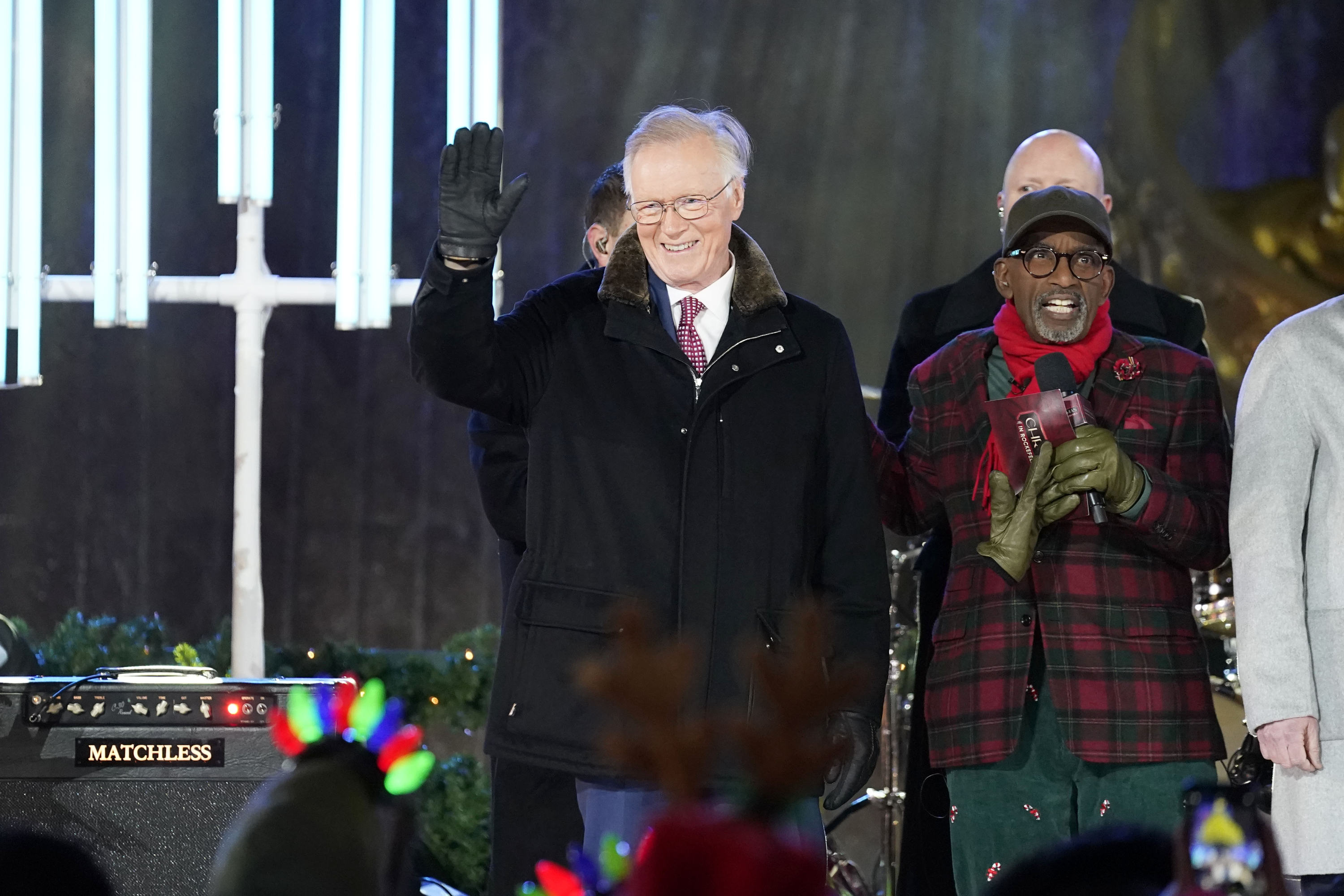 CHRISTMAS IN ROCKEFELLER CENTER — 2024 — Pictured: (l-r)  Chuck Scarborough, Al Roker — (Photo by: Ralph Bavaro/NBC via Getty Images)