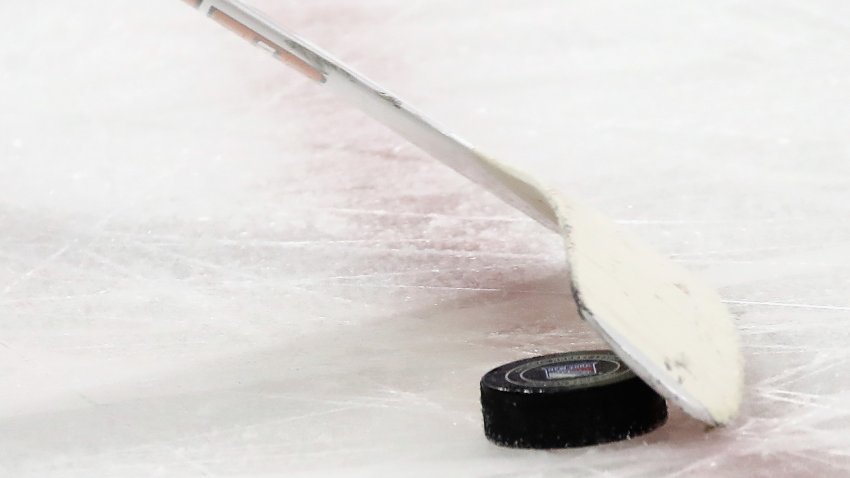 NEW YORK, NY - JANUARY 16: A stick and puck as photographed during the game between the New York Rangers and the Philadelphia Flyers at Madison Square Garden on January 16, 2018 in New York City. The Rangers defeated the Flyers 5-1. (Photo by Bruce Bennett/Getty Images)