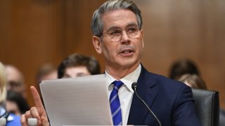 US investor and hedge fund manager Scott Bessent delivers his opening statement during a Senate Finance Committee hearing on his nomination to be Secretary of the Treasury, on Capitol Hill in Washington, DC, on Jan. 16, 2025.