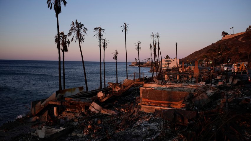 Homes along the Pacific coast are burned to the ground in the aftermath of the Palisades Fire Monday, Jan. 13, 2025 in Malibu, Calif.