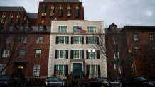 The presidential motorcade is parked outside Blair House as U.S. President Donald Trump and First Lady Melania Trump visit with former U.S. President George W. Bush and former First Lady Lauren Bush, not pictured, in Washington, DC, U.S., Tuesday, Dec. 4. , 2018. President Trump has declared Wednesday a national day of mourning for former President George HW Bush. Photographer: Al Drago/Bloomberg via Getty Images