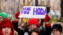 TODAY -- Pictured: Signs for Hoda Kotb on the Today Show Plaza on Tuesday, December 3, 2024 -- (Photo by: Nathan Congleton/NBC via Getty Images)