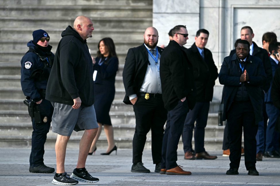 Trump Inauguration Images Sen. John Fetterman inauguration attire: shorts and a hoodie – NBC New York