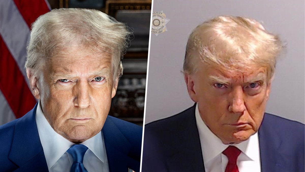 Donald Trump recreates mugshot in new presidential portrait – NBC New York