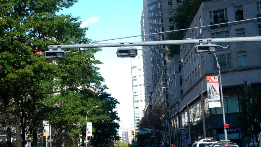 A congestion pricing scanner is shown above the north-bound side of Broadway, between West 60th and 61st St. in Manhattan, Thursday, November 2, 2023