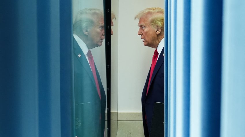 President Donald Trump arrives in the Brady Press Briefing Room at the White House on Jan. 30, 2025 in Washington, DC.