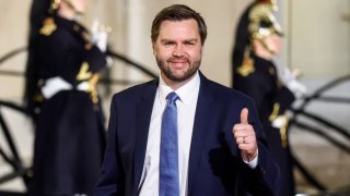 U.S. Vice President JD Vance arrives for a meeting with international investors at the Elysee Palace as part of the Artificial Intelligence Action Summit in Paris on Feb. 10, 2025.