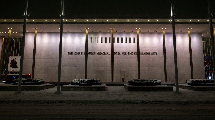 WASHINGTON, DC – FEBRUARY 11: The Kennedy Center is seen on a snowy night in Washington, DC on February 11, 2025. (Photo by Craig Hudson for The Washington Post via Getty Images)