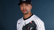 TAMPA, FLORIDA - FEBRUARY 18: Devin Williams #38 of the New York Yankees poses for a portrait during the New York Yankees Photo Day at George M. Steinbrenner Field on February 18, 2025 in Tampa, Florida. (Photo by Elsa/Getty Images)