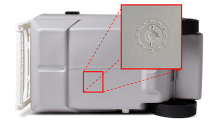 Location of Manufacturing Date Code under the recalled Igloo 90Qt Flip & Tow Rolling Cooler.