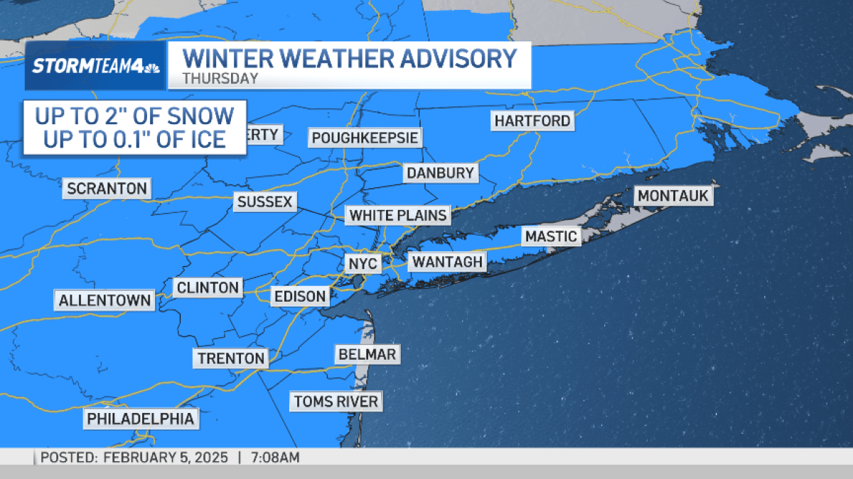 How much snow are we getting tomorrow? Winter weather advisory up – NBC New York