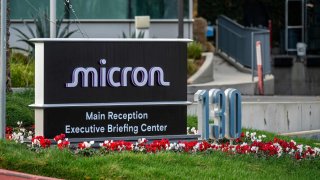 Signage outside the Micron offices in San Jose, California, on Dec. 17, 2024.