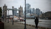 The City of London financial district and Tower Bridge on February 13, 2025. 