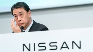 Nissan Motor CEO Makoto Uchida attends a press conference on February 13, 2025, in Yokohama, Japan.