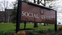 A sign for the U.S. Social Security Administration is seen outside its headquarters in Woodlawn, Md., on Thursday, March 20, 2025. 