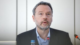 National Bank (BNB-NBB) governor Pierre Wunsch pictured during a press conference of the Belgium national bank, BNB / NBB, on the economic forecasts for the upcoming year, Monday 16 December 2024, in Brussels.