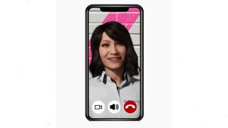 An AI avatar conducting video calls with a patients.