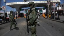 A convoy of the Mexican national guard