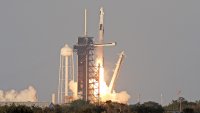 A SpaceX Falcon 9 rocket with the Crew Dragon capsule Endurance carrying the Crew-10 mission lifts off from Launch Complex 39A at NASA's Kennedy Space Center