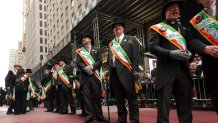 Aides of the Grand Marshall prepare to participate in the 2025 New York City St. Patrick's Day Parade on March 17, 2025 in New York City. (Photo by Michael Loccisano/Getty Images)