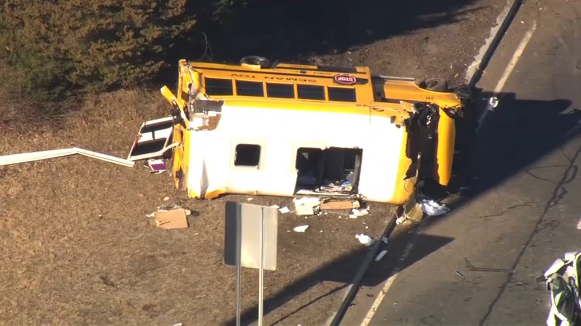 College bus flips over in New Jersey accident