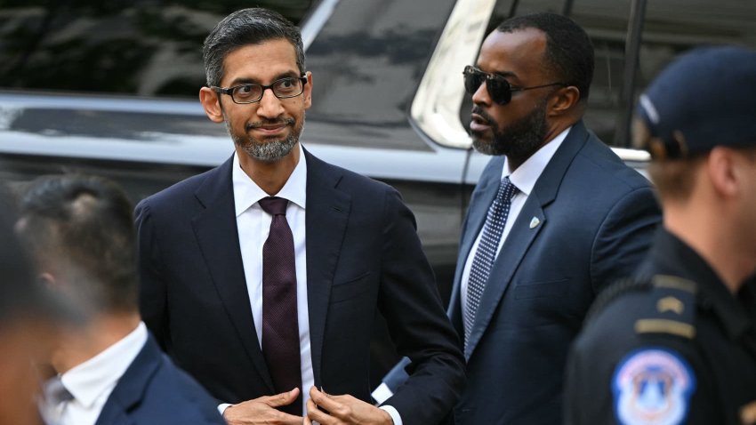 Google CEO Sundar Pichai, arrives for a US Senate bipartisan Artificial Intelligence (AI) Insight Forum at the US Capitol in Washington, DC, on September 13, 2023. (Photo by Mandel NGAN / AFP) (Photo by MANDEL NGAN/AFP via Getty Images)