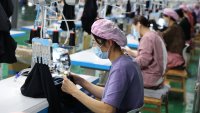 Textile manufacturing workers in Binzhou, Shandong, China, on April 23, 2025.
