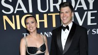 Scarlett Johansson, left, and Colin Jost