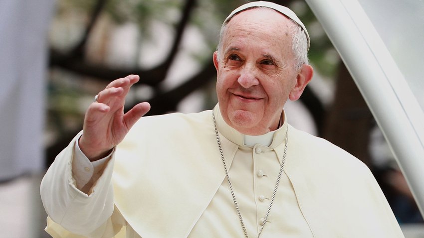 MANILA, PHILIPPINES – JANUARY 16:  Pope Francis waves to thousands of followers as he arrives at the Manila Cathedral on January 16, 2015 in Manila, Philippines. Pope Francis will visit venues across Leyte and Manila during his visit to the Philippines from January 15 – 19. The visit is expected to attract crowds in the millions as Filipino Catholics flock to catch a glimpse of the leader of the Catholic Church in the Philippines for the first time since 1995. The Pope will begin the tour in Manila, then travelling to Tacloban to visit areas devastated by Typhoon Haiyan before returning to Manila to hold a mass at Rizal Park. The Philippines is the only Catholic majority nation in Asia with around 90 percent of the population professing the faith.  (Photo by Lisa Maree Williams/Getty Images)