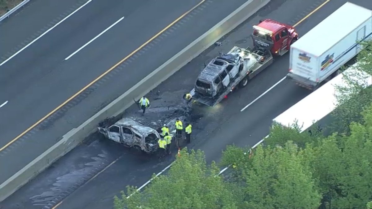 Fiery crash blocks lanes on NJ Turnpike in Barrington NBC New York