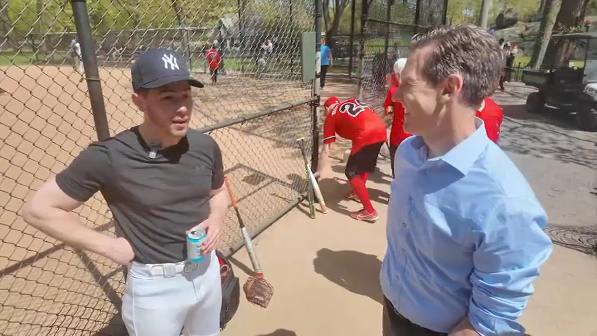 George Clooney, Nick Jonas amongst Broadway stars at softball league opening day in Central Park George Clooney, Nick Jonas amongst Broadway stars at softball league opening day in Central Park