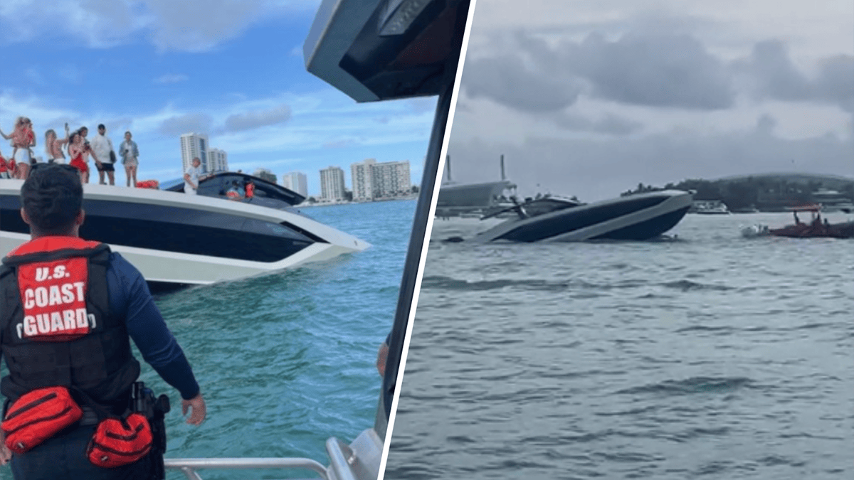 Lamborghini yacht sinking off Miami Beach caught on camera – NBC New York
